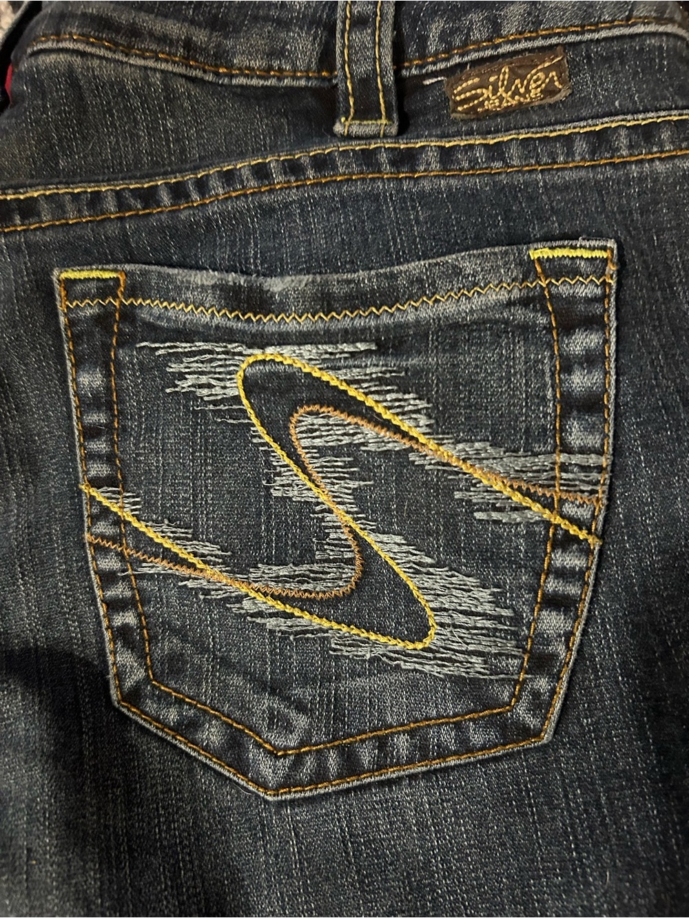 Silver Jeans Women’s Dark Blue Embroidered Back Pocket Jeans